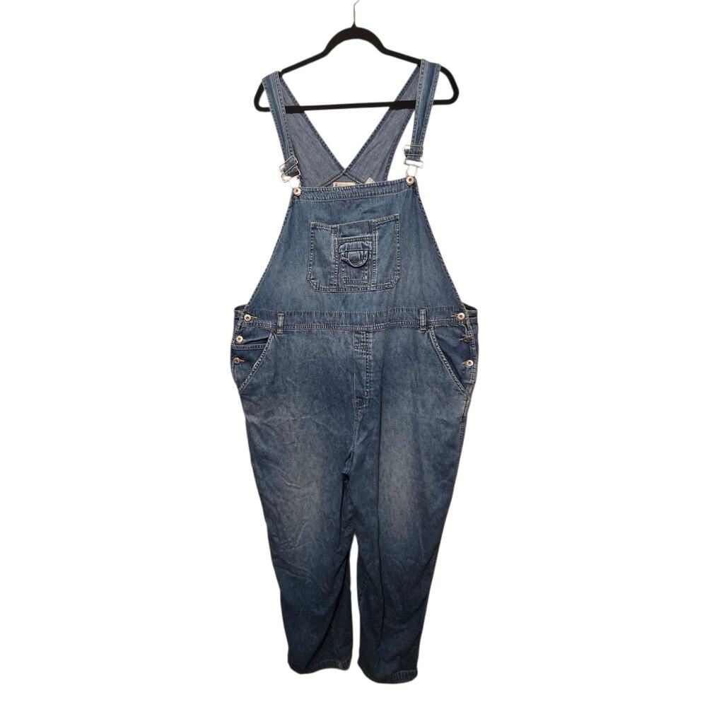 Vtg 90s Y2K Faded Glory Baggy Denim Overalls Womens Sz 24W Grunge Distress Jeans
